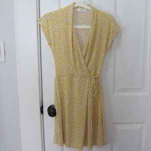 Mango Yellow Summer Sun Dress V Neck XS